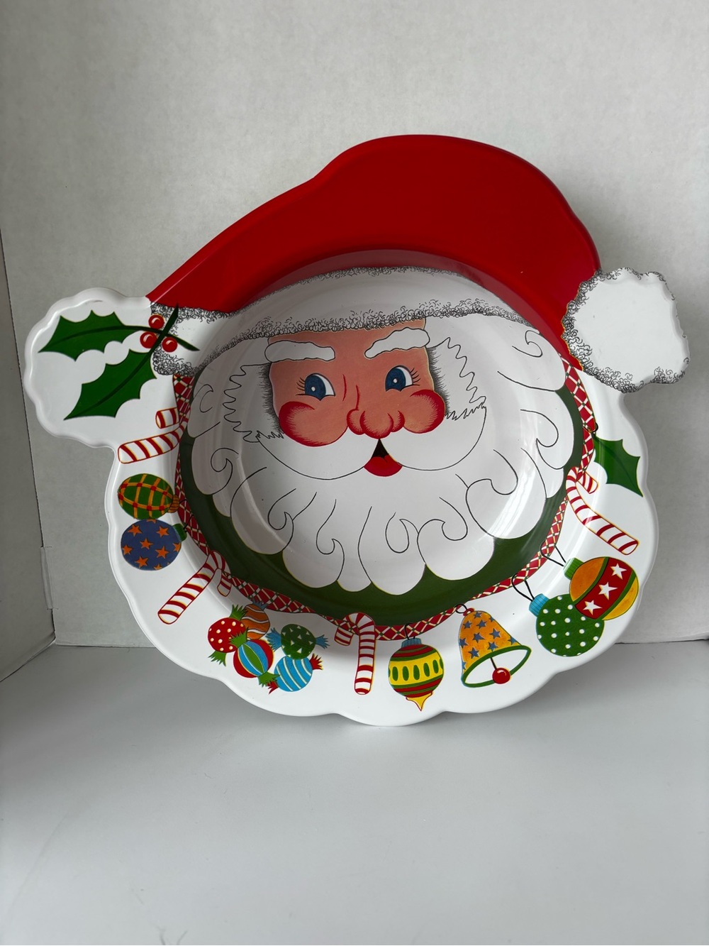 Ullman Vintage Santa Serving Bowl Platter Made In The USA Christmas Holiday